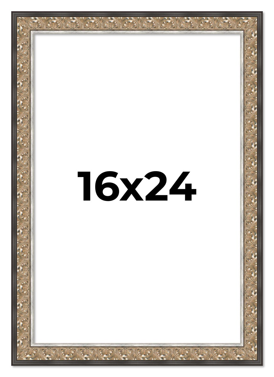 16x24 Ornate Silver Picture Frame - UV Acrylic, Foam Board Backing, Hanging Hardware